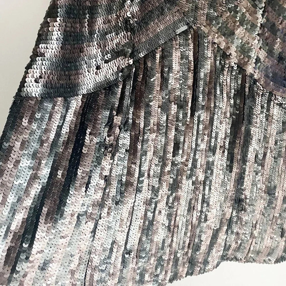 PArker All Sequin Black Brown Flapper Style Mini Dress M - Picture 5 of 10